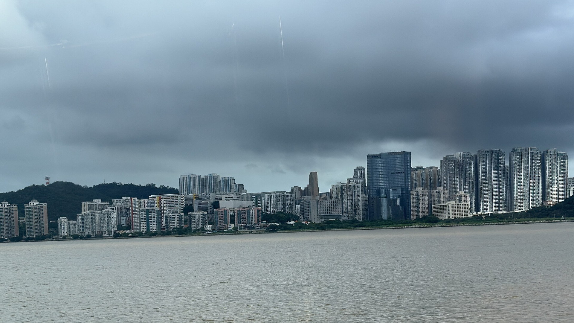Taipa Island skyline across the water in Macao